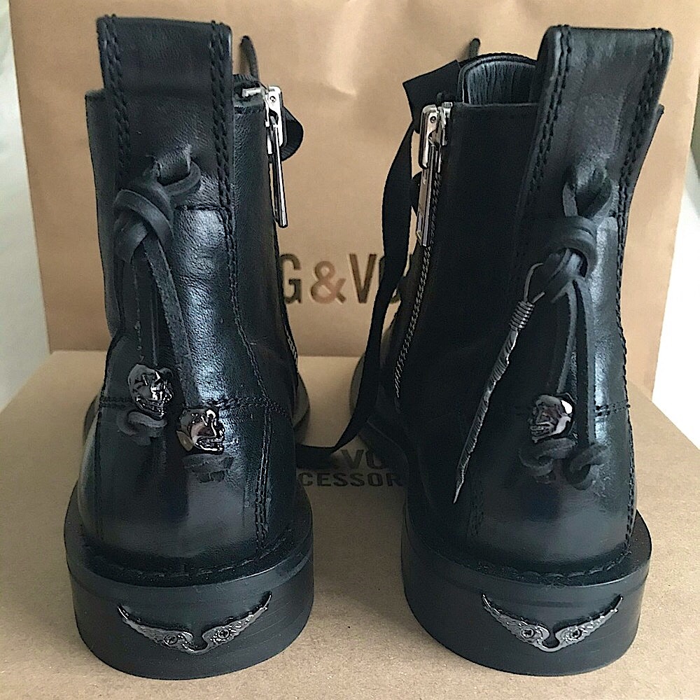 Zadig & Voltaire vintage lace boots leather Roma leather black boots Size 6